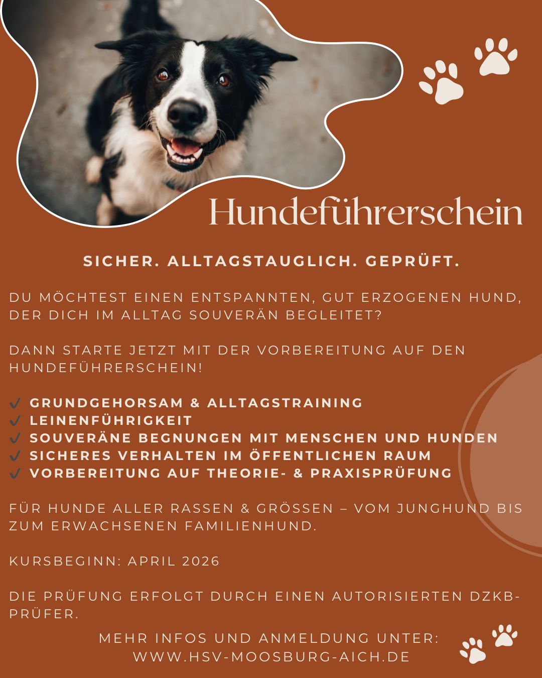 Vorbereitung Hundeführerschein ab April 2026